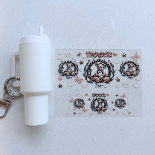 Premium UVDTF Wrap for Mini Tumbler Keychains | Durable, No-Weed Peel & Stick (tiger butterflies)
