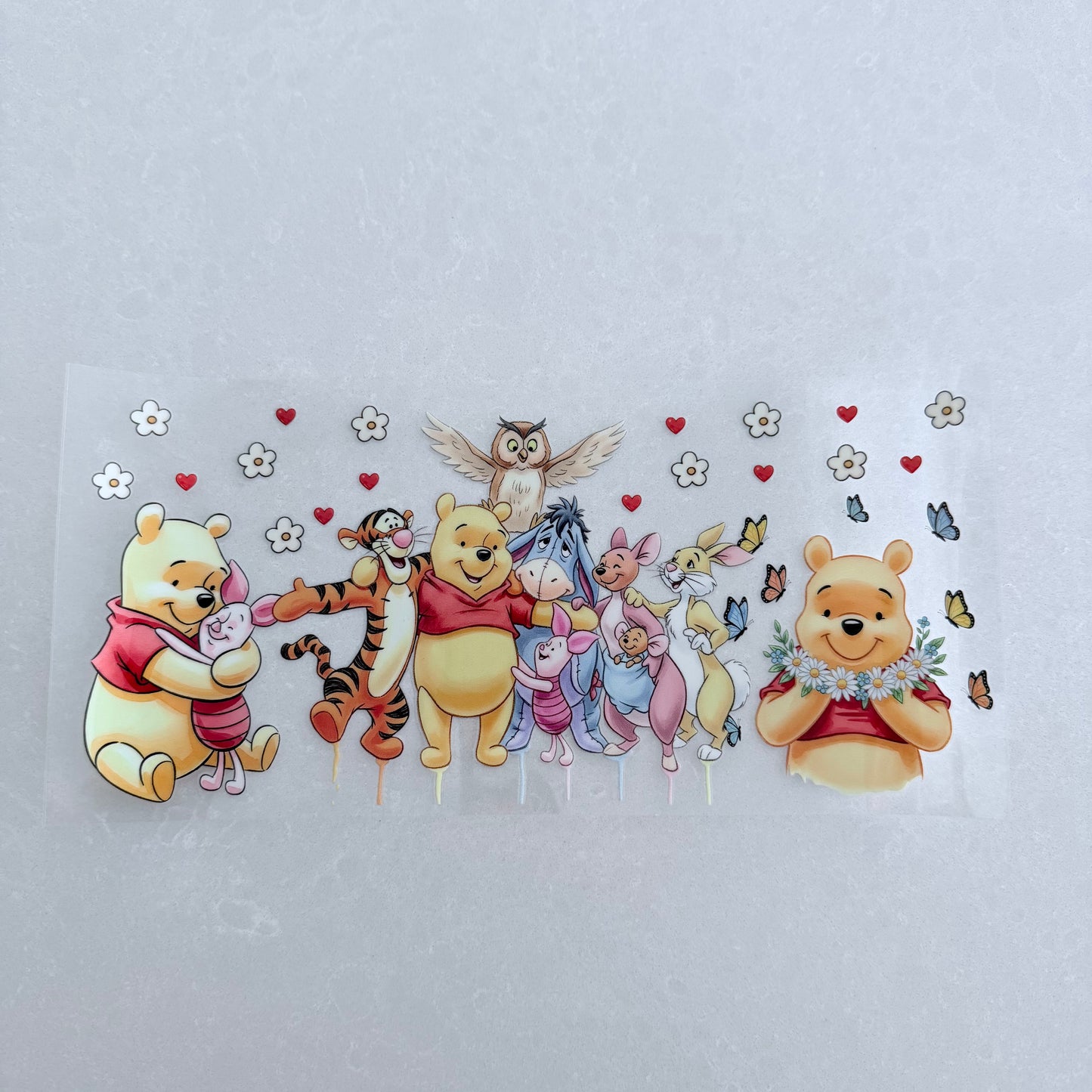 Single Sided UV DTF Wrap 16oz Tumbler Transfer (24cm x 11cm) honey bear & friends daisy chain