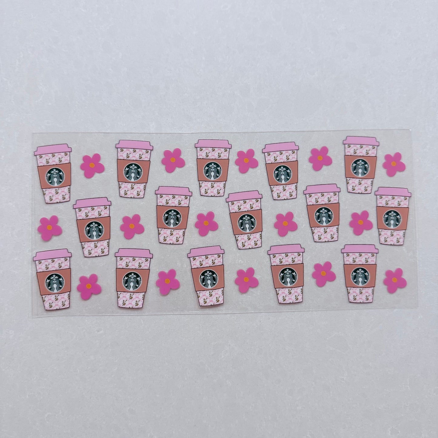 Single Sided UV DTF Wrap 16oz Tumbler Transfer (24cm x 11cm) pink starbies coffee cup