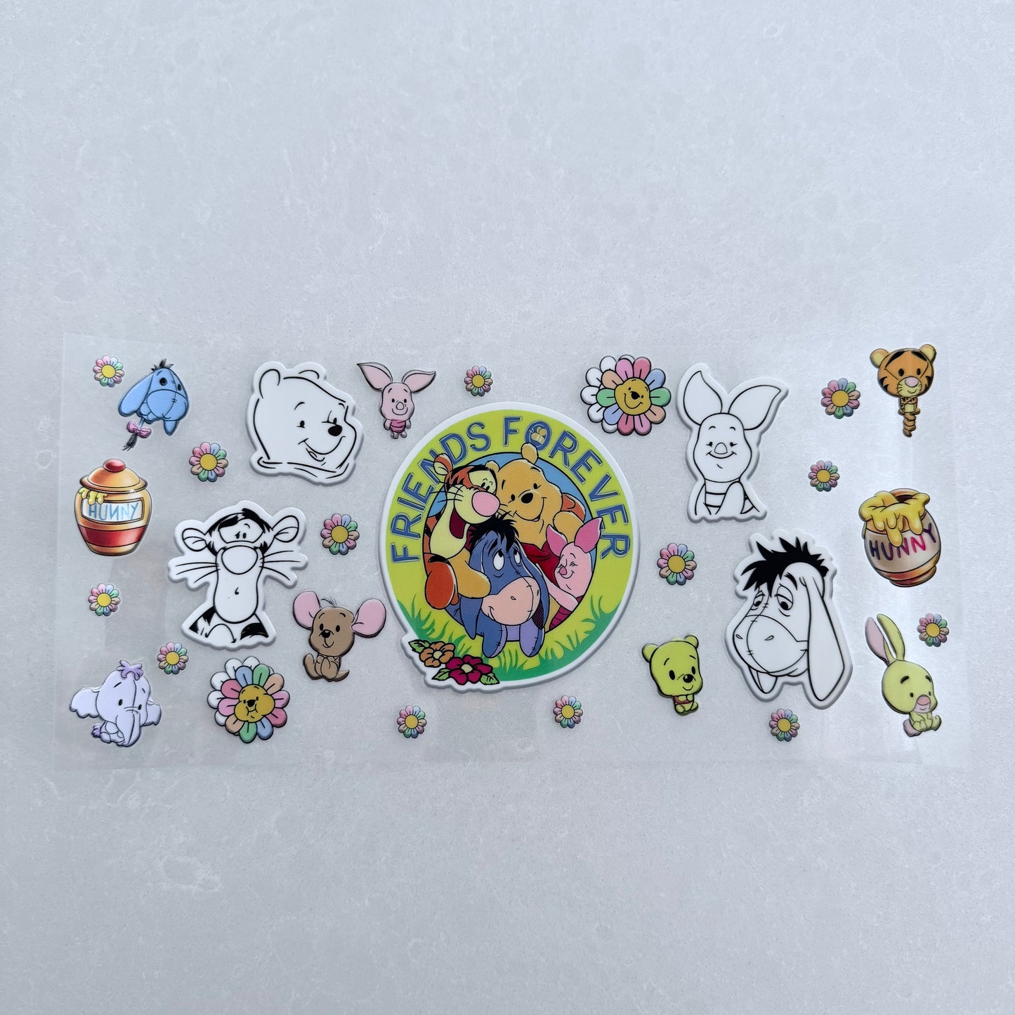 Single Sided UV DTF Wrap 16oz Tumbler Transfer (24cm x 11cm) honey bear friends forever