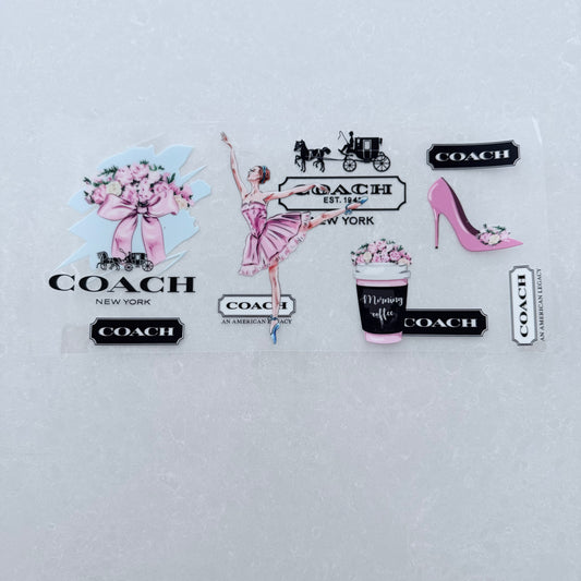 Single Sided UV DTF Wrap 16oz Tumbler Transfer (24cm x 11cm) designer 1 ballerina