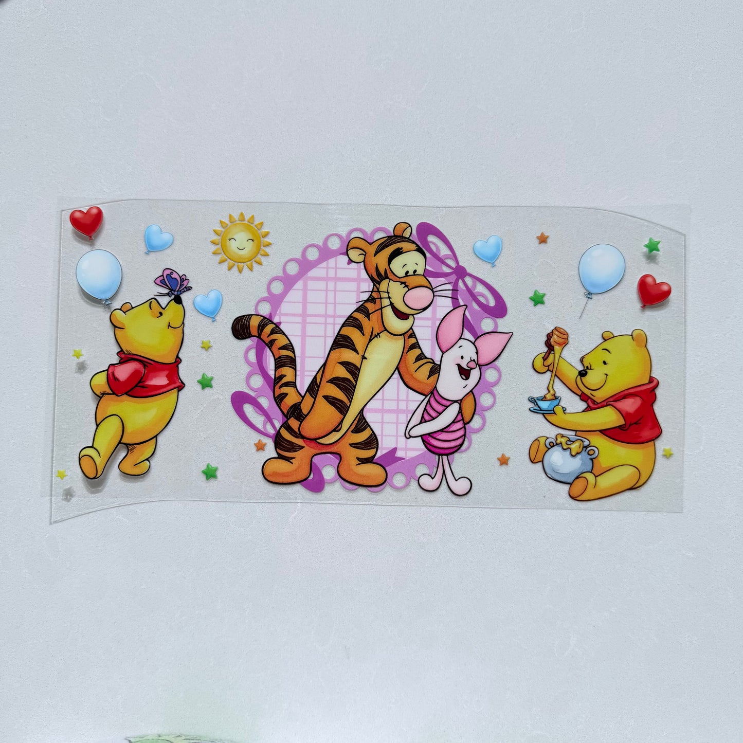 Single Sided UV DTF Wrap 16oz Tumbler Transfer (24cm x 11cm) honey bear & friends 6