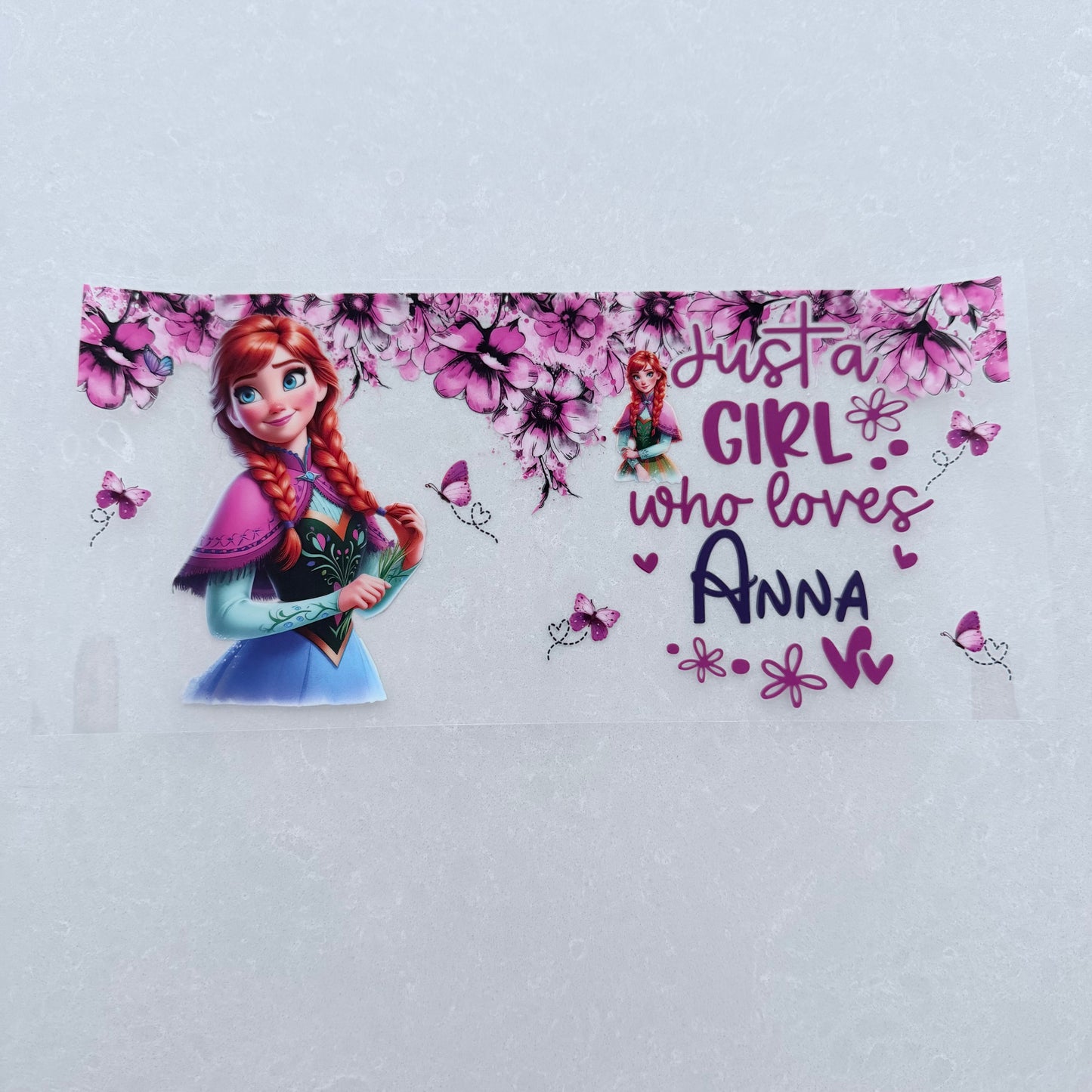 Single Sided UV DTF Wrap 16oz Tumbler Transfer (24cm x 11cm) just a girl who loves princess A