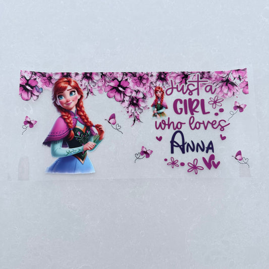 Single Sided UV DTF Wrap 16oz Tumbler Transfer (24cm x 11cm) just a girl who loves princess A
