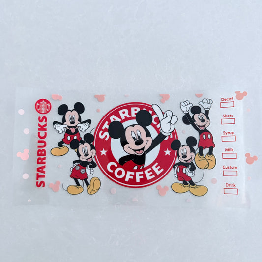 Single Sided UV DTF Wrap 16oz Tumbler Transfer (24cm x 11cm) starbies boy mouse