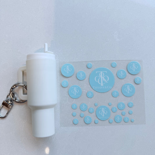 Premium UVDTF Wrap for Mini Tumbler Keychains | Durable, No-Weed Peel & Stick (designer T&co circles)