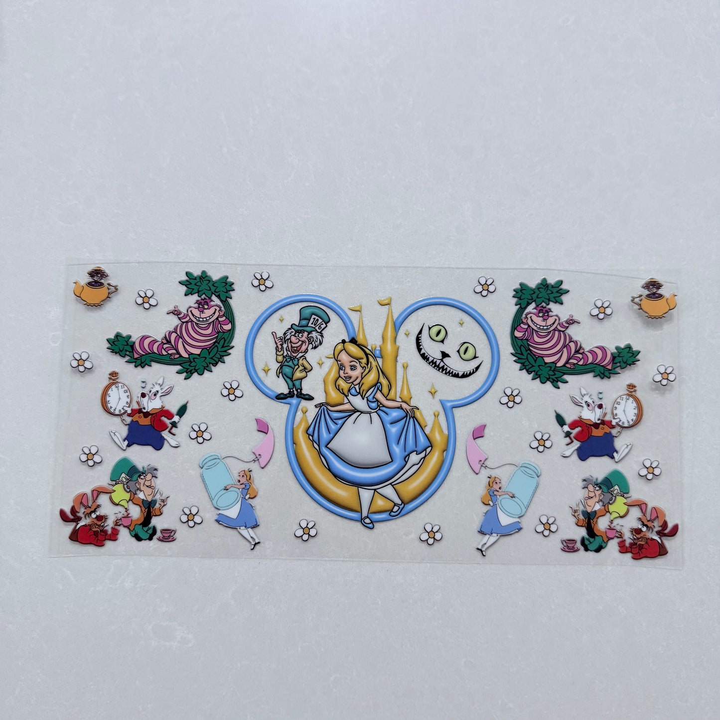 Single Sided UV DTF Wrap 16oz Tumbler Transfer (24cm x 11cm) wonderland mouse ears