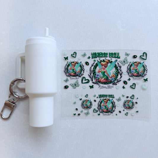 Premium UVDTF Wrap for Mini Tumbler Keychains | Durable, No-Weed Peel & Stick (green fairy)