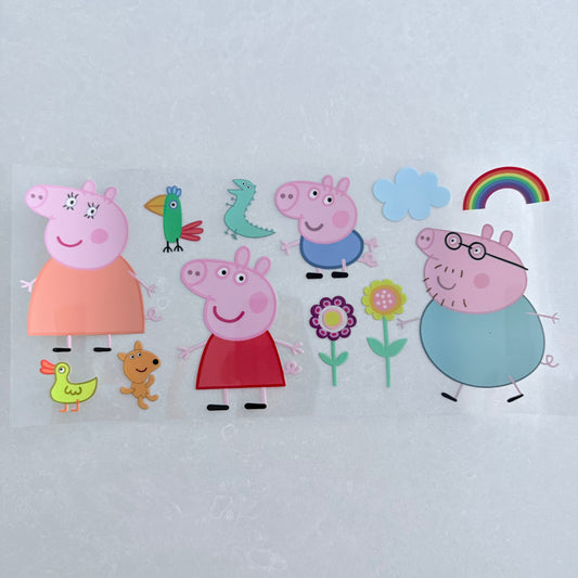 Single Sided UV DTF Wrap 16oz Tumbler Transfer (24cm x 11cm) pig family