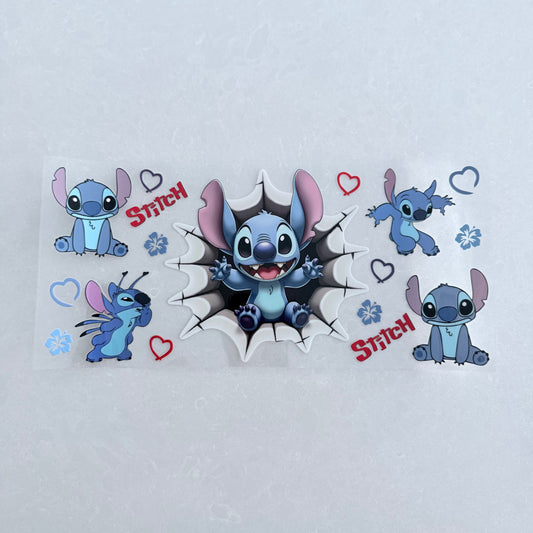 Single Sided UV DTF Wrap 16oz Tumbler Transfer (24cm x 11cm) blue alien escape