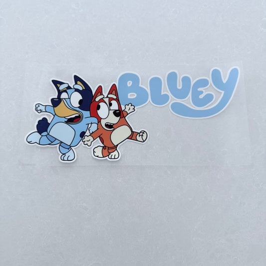 Single Sided UV DTF Wrap 16oz Tumbler Transfer (24cm x 11cm) blue dog 1