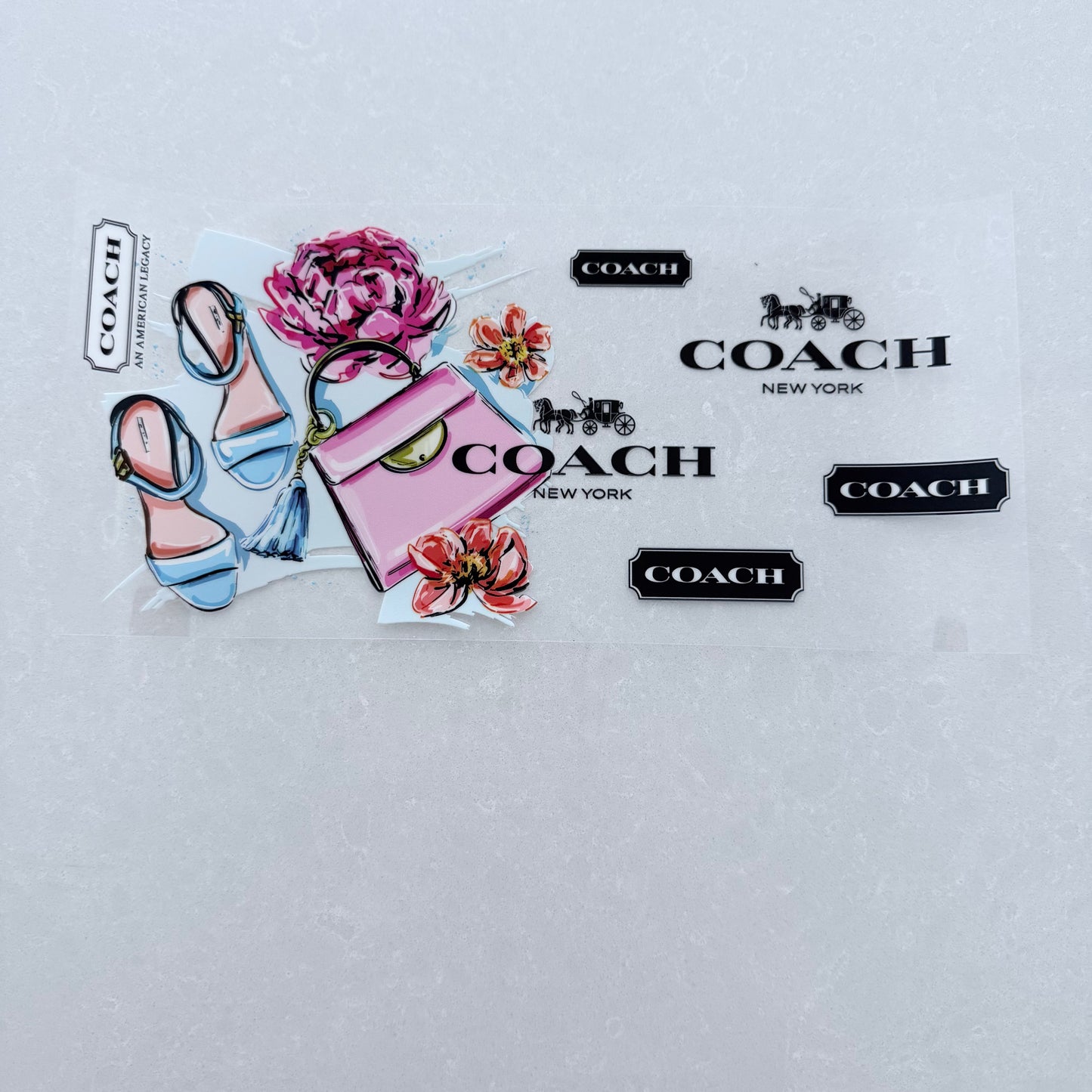 Single Sided UV DTF Wrap 16oz Tumbler Transfer (24cm x 11cm) designer 1 pink bag