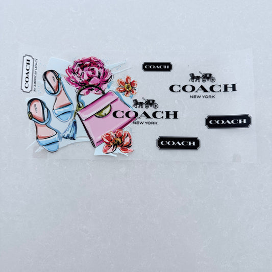 Single Sided UV DTF Wrap 16oz Tumbler Transfer (24cm x 11cm) designer 1 pink bag