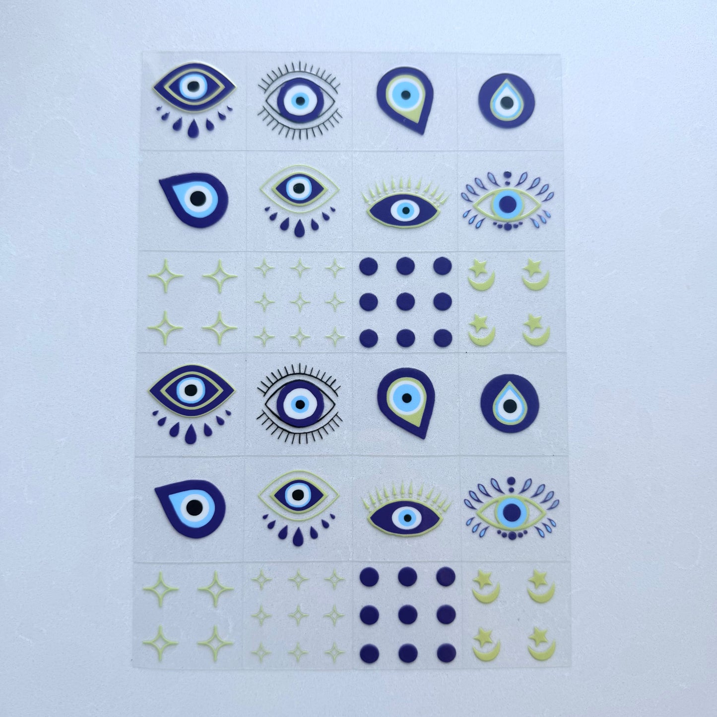 Premium A5 Kiss Cut UVDTF Wraps | A5 Transfer Sheet | Ready to Apply | Evil Eye 2