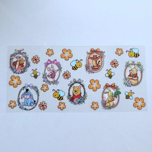 Double Sided UVDTF Wrap | 16oz Tumbler Transfer | 24cm x 11cm | Honey Bear & Friends | 83