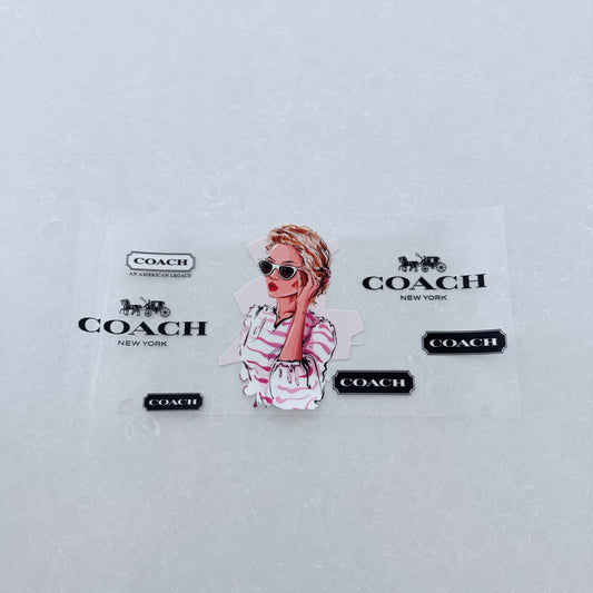 Single Sided UV DTF Wrap 16oz Tumbler Transfer (24cm x 11cm) designer 1  white pink stripe top