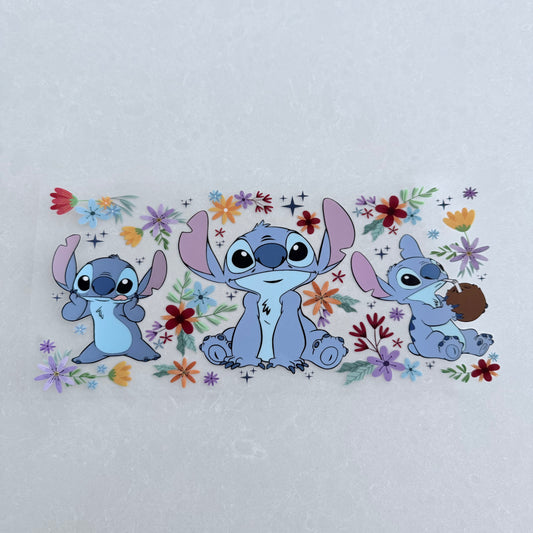 Single Sided UV DTF Wrap 16oz Tumbler Transfer (24cm x 11cm) blue alien coconut