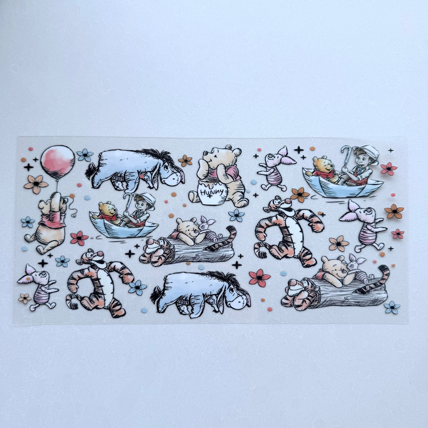 Double Sided UVDTF Wrap | 16oz Tumbler Transfer | 24cm x 11cm | Honey Bear & Friends | 71