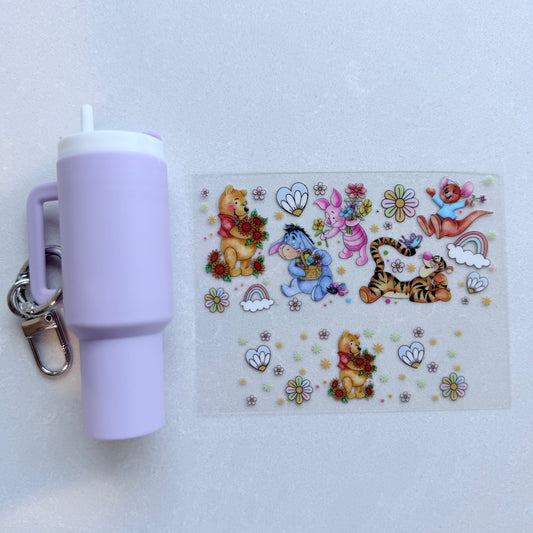 Premium UVDTF Wrap for Mini Tumbler Keychains | Durable, No-Weed Peel & Stick (honey bear and friends 3)
