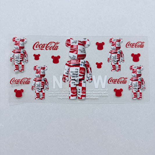 Single Sided UV DTF Wrap 16oz Tumbler Transfer (24cm x 11cm) cola bear