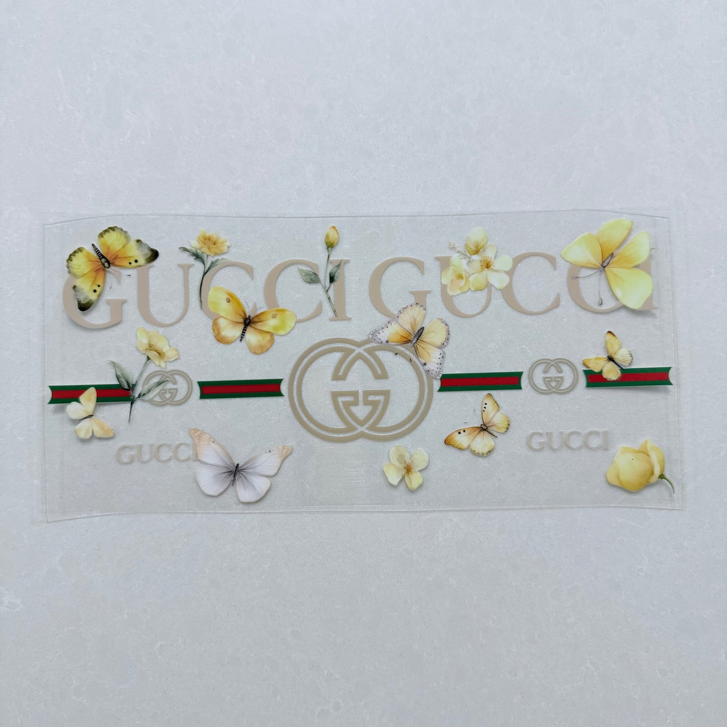 Single Sided UV DTF Wrap 16oz Tumbler Transfer (24cm x 11cm) designer GG butterfly