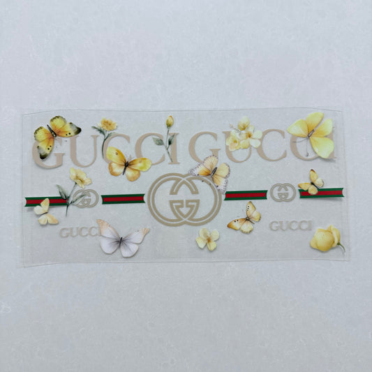 Single Sided UV DTF Wrap 16oz Tumbler Transfer (24cm x 11cm) designer GG butterfly