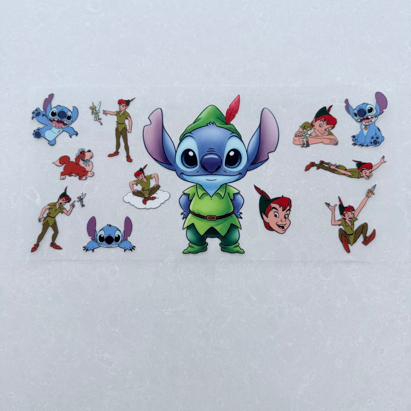 Single Sided UV DTF Wrap 16oz Tumbler Transfer (24cm x 11cm) blue alien never never land