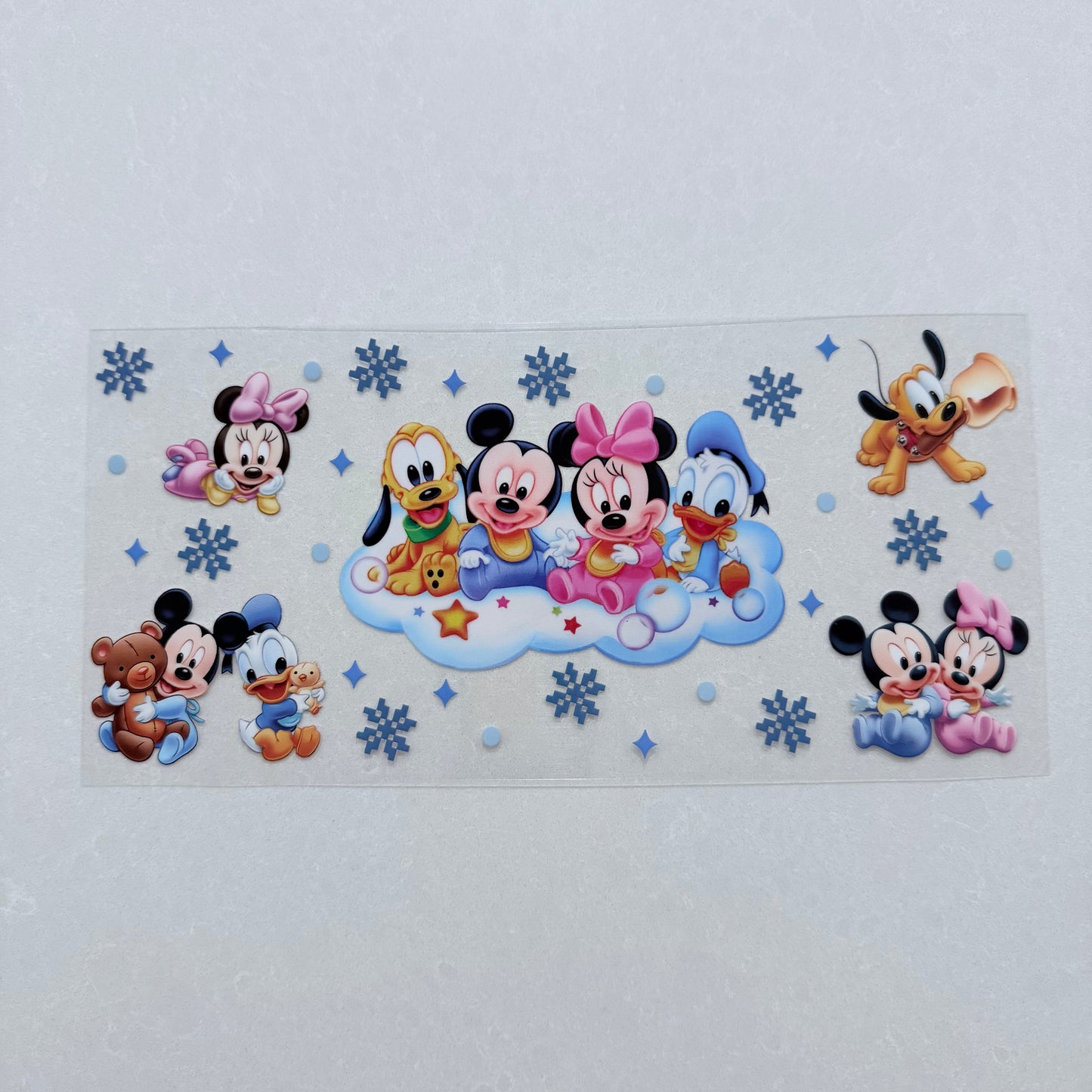 Single Sided UV DTF Wrap 16oz Tumbler Transfer (24cm x 11cm) baby mouse and friends