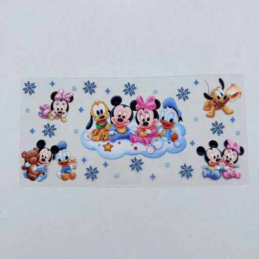 Single Sided UV DTF Wrap 16oz Tumbler Transfer (24cm x 11cm) baby mouse and friends