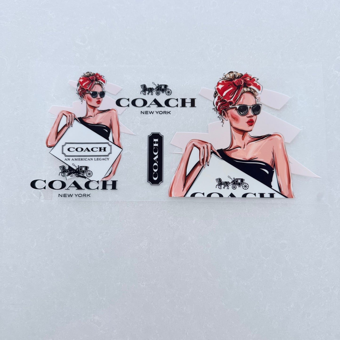 Single Sided UV DTF Wrap 16oz Tumbler Transfer (24cm x 11cm) designer 1 red bow