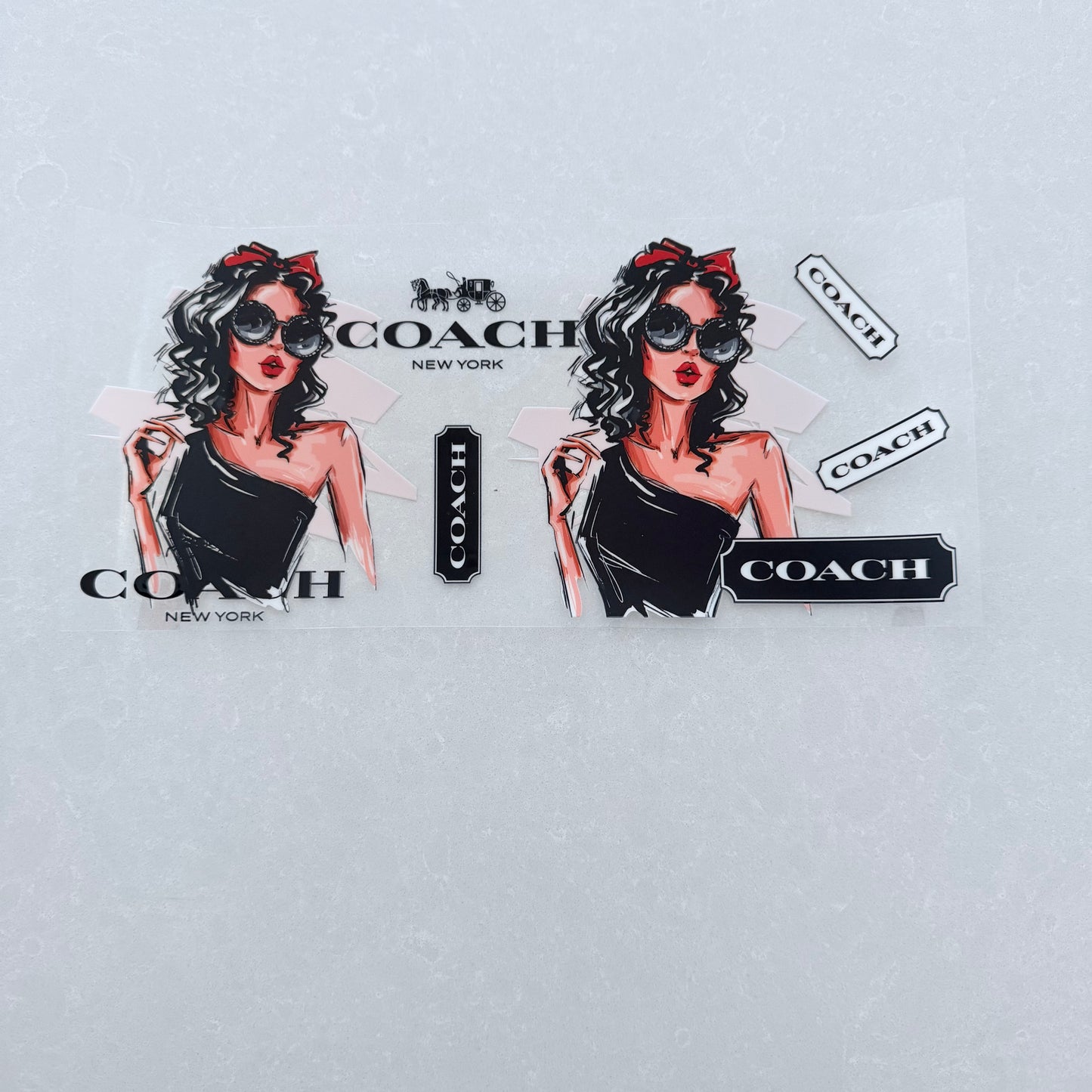 Single Sided UV DTF Wrap 16oz Tumbler Transfer (24cm x 11cm) designer 1  black dress