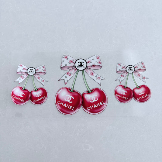 Single Sided UV DTF Wrap 16oz Tumbler Transfer (24cm x 11cm) designer CC Cherries