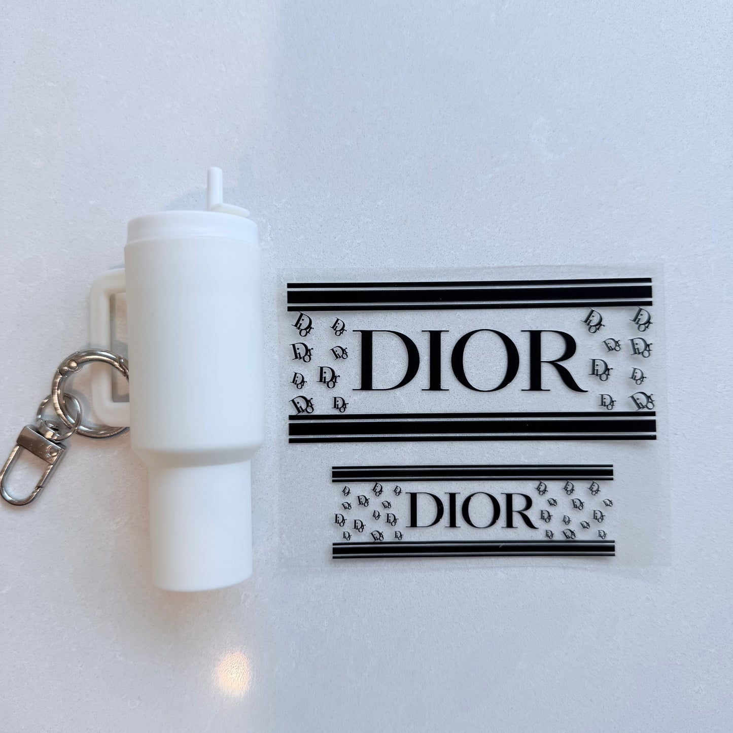 Premium UVDTF Wrap for Mini Tumbler Keychains | Durable, No-Weed Peel & Stick (designer cd black)