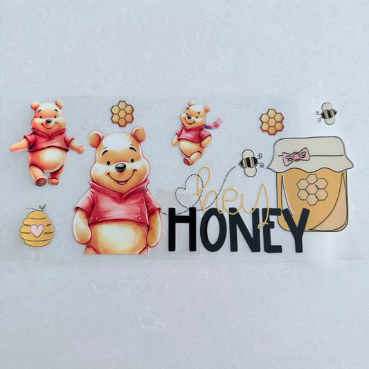 Single Sided UV DTF Wrap 16oz Tumbler Transfer (24cm x 11cm) honey bear hey honey