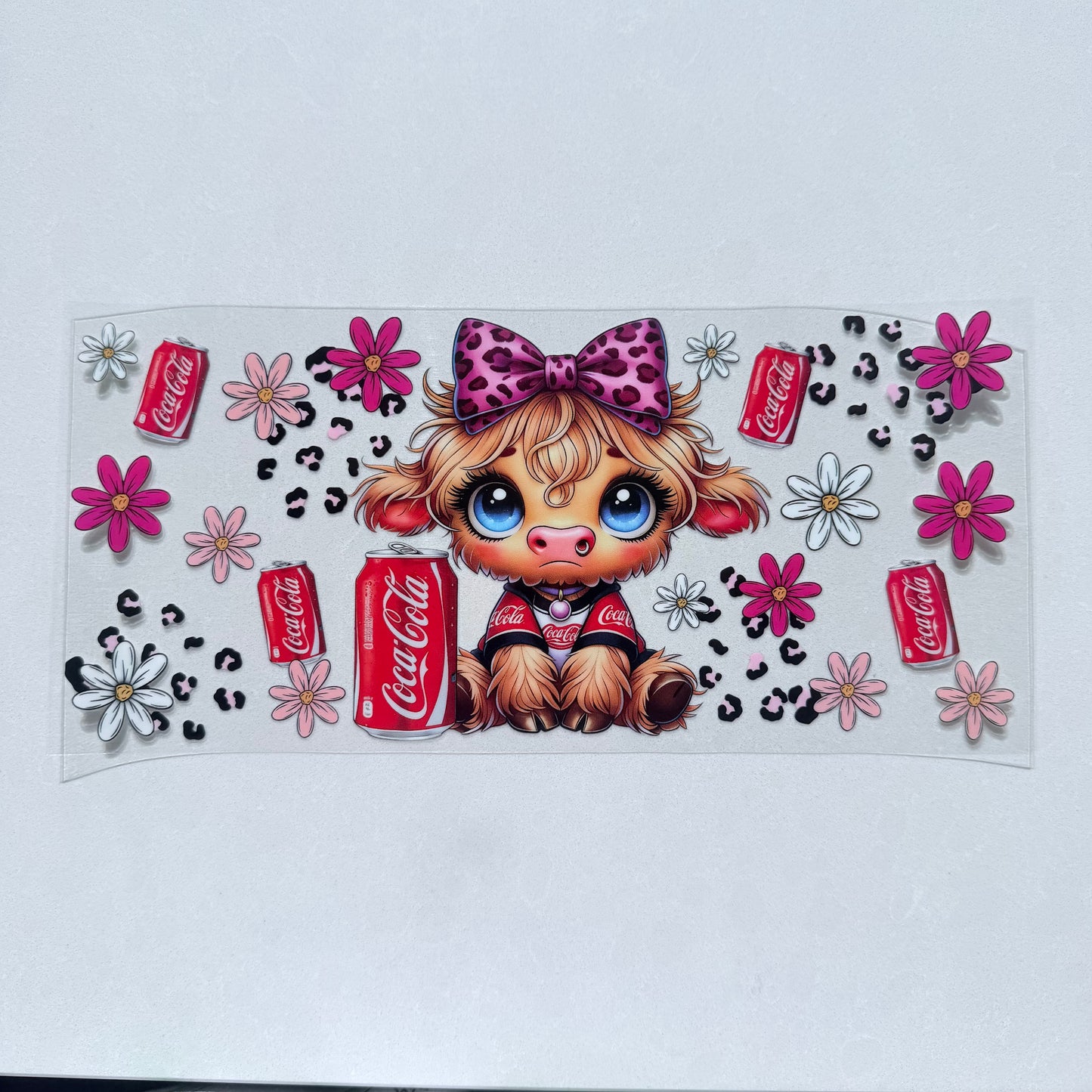 Single Sided UV DTF Wrap 16oz Tumbler Transfer (24cm x 11cm) highland cow Cola