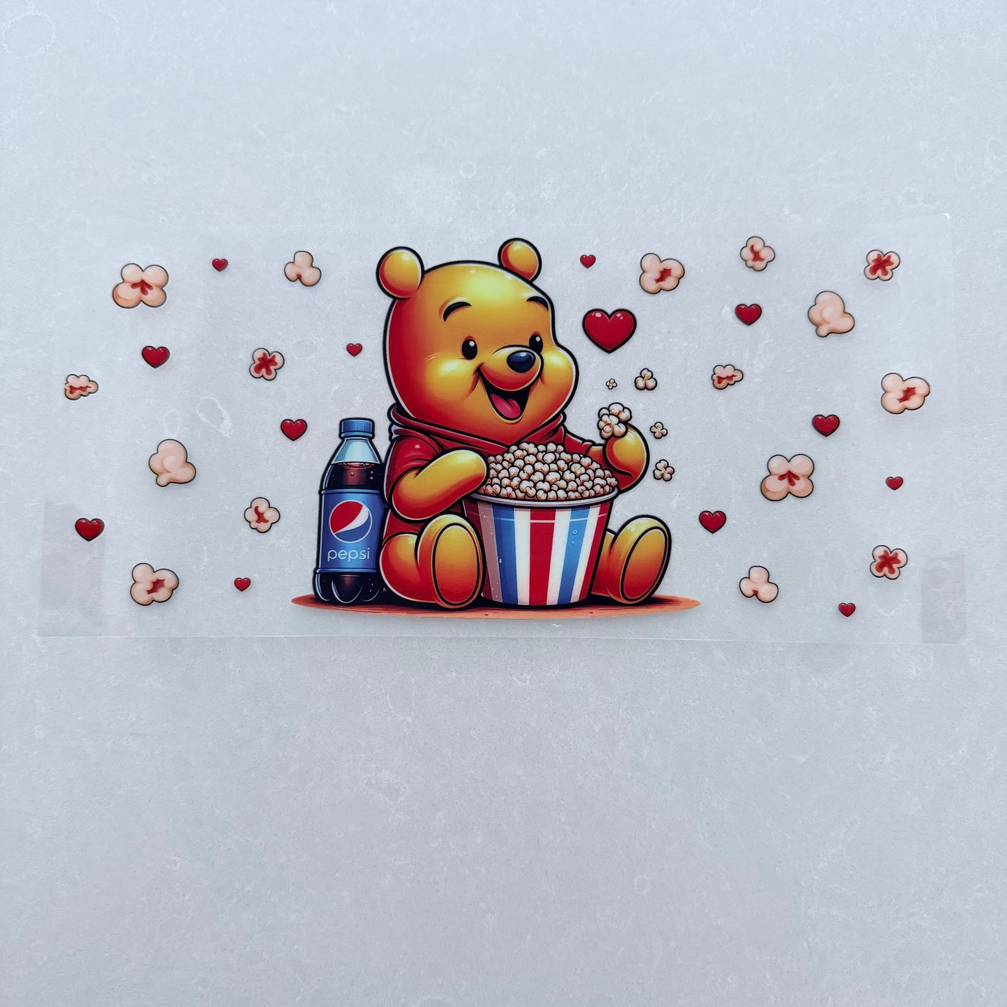 Single Sided UV DTF Wrap 16oz Tumbler Transfer (24cm x 11cm) honey bear popcorn