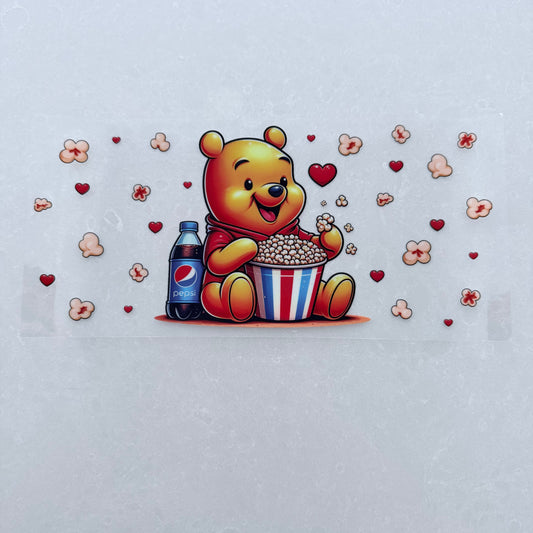 Single Sided UV DTF Wrap 16oz Tumbler Transfer (24cm x 11cm) honey bear popcorn