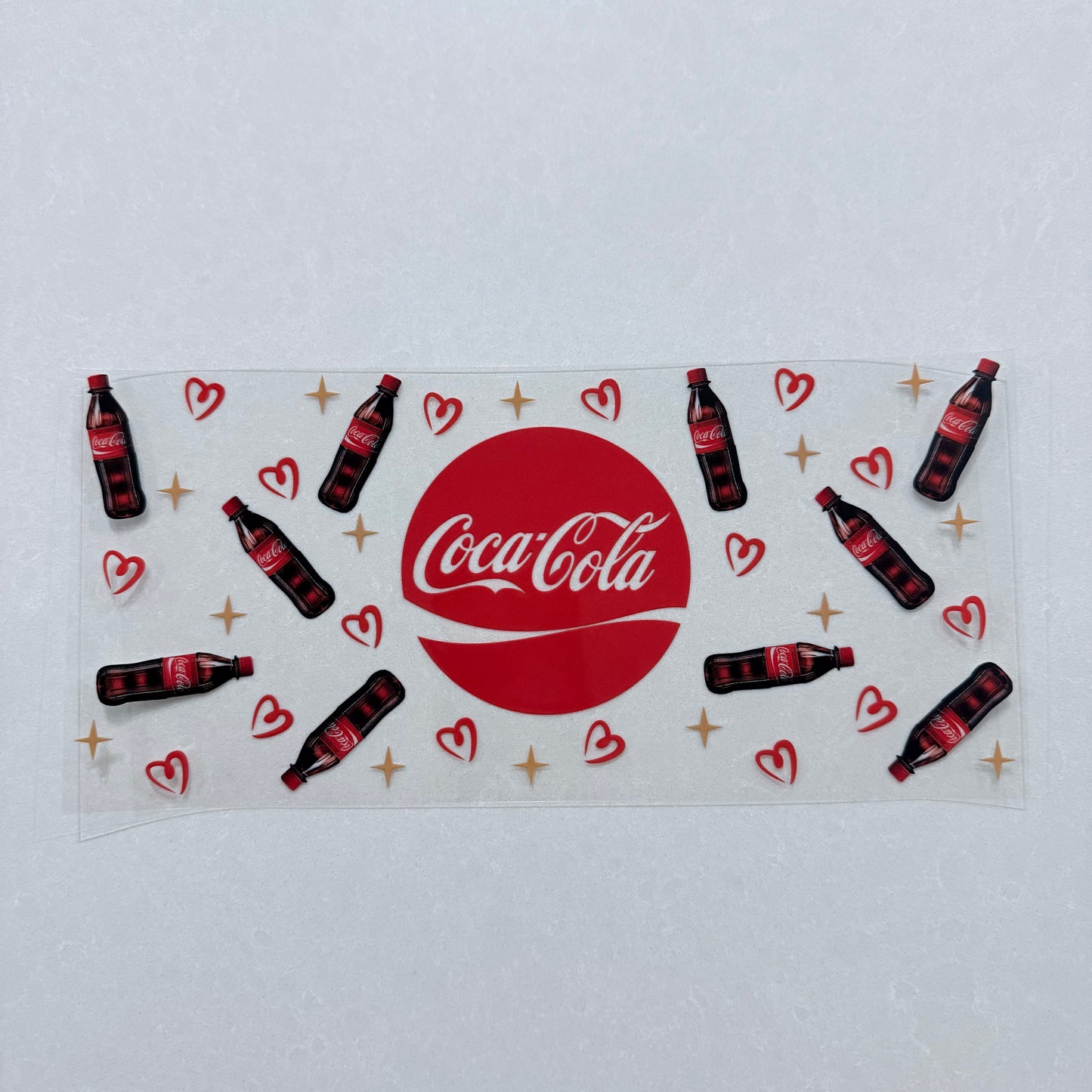 Single Sided UV DTF Wrap 16oz Tumbler Transfer (24cm x 11cm) cola red hearts