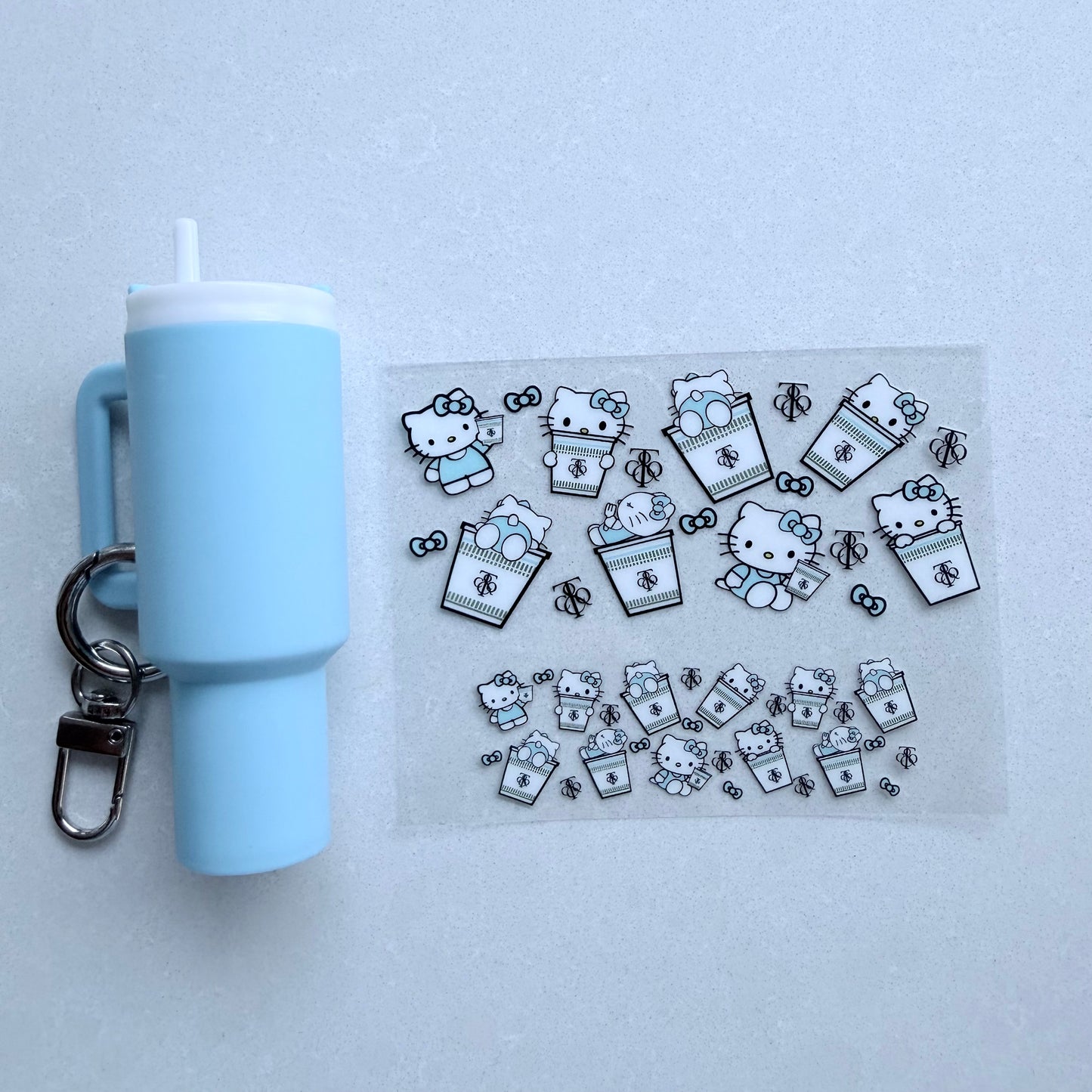 Premium UVDTF Wrap for Mini Tumbler Keychains | Durable, No-Weed Peel & Stick (designer T&co kitty)