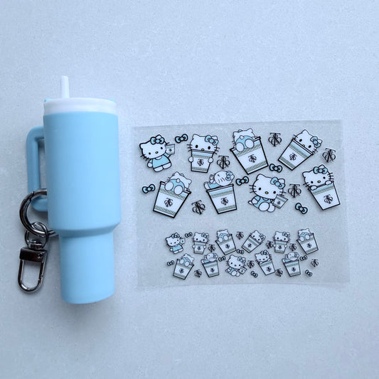 Premium UVDTF Wrap for Mini Tumbler Keychains | Durable, No-Weed Peel & Stick (designer T&co kitty)