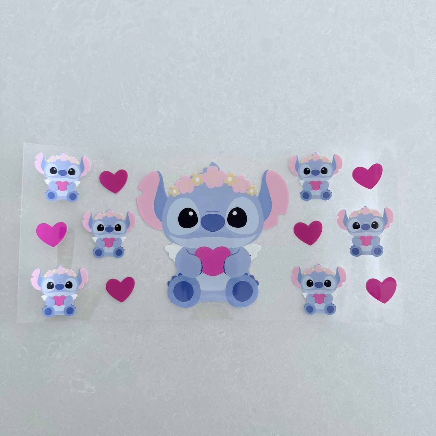 Single Sided UV DTF Wrap 16oz Tumbler Transfer (24cm x 11cm) blue alien angel heart