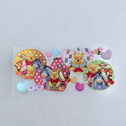 Single Sided UV DTF Wrap 16oz Tumbler Transfer (24cm x 11cm) be mine honey bear and friends group