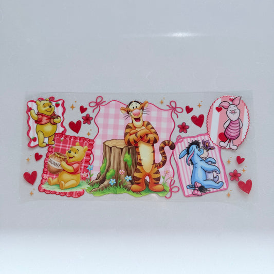 Double Sided UVDTF Wrap | 16oz Tumbler Transfer | 24cm x 11cm | Honey Bear & Friends | 99