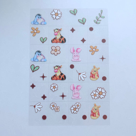 Premium A5 Kiss Cut UVDTF Wraps | A5 Transfer Sheet | Ready to Apply | Honey Bear and Friends 2