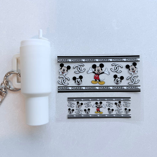 Premium UVDTF Wrap for Mini Tumbler Keychains | Durable, No-Weed Peel & Stick (designer cc mouse)