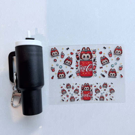 Premium UVDTF Wrap for Mini Tumbler Keychains | Durable, No-Weed Peel & Stick (cola labubu)