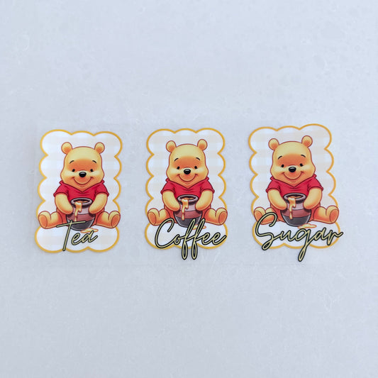 Tea, Coffee & Sugar Canister | UVDTF Wrap Set | Design 1