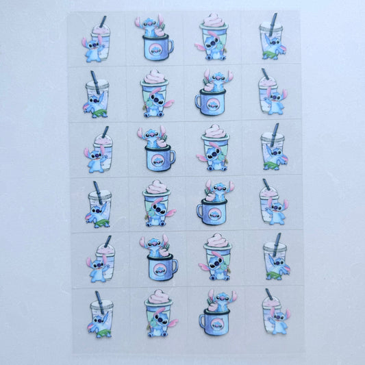 Premium A5 Kiss Cut UVDTF Wraps | A5 Transfer Sheet | Ready to Apply | Blue Alien 1