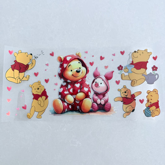 Single Sided UV DTF Wrap 16oz Tumbler Transfer (24cm x 11cm) honey bear and friends  love