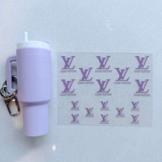 Premium UVDTF Wrap for Mini Tumbler Keychains | Durable, No-Weed Peel & Stick (designer purple lv)